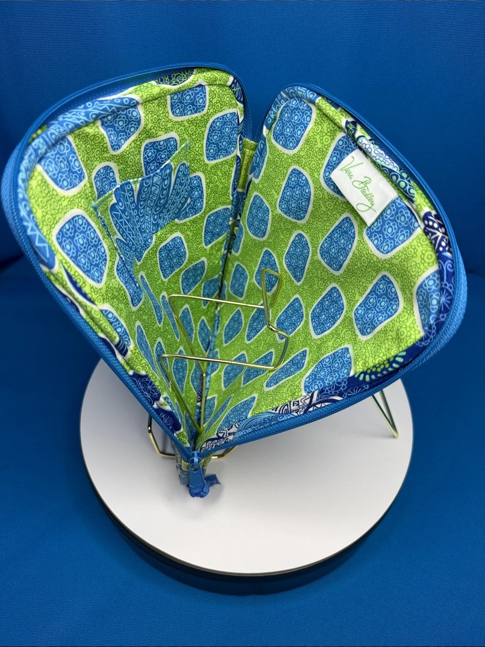 Vera Bradley Blue Navy Lime Green Floral Laptop Sleeve
